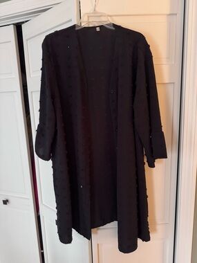 Black Textured Open-Front Women's Wrap